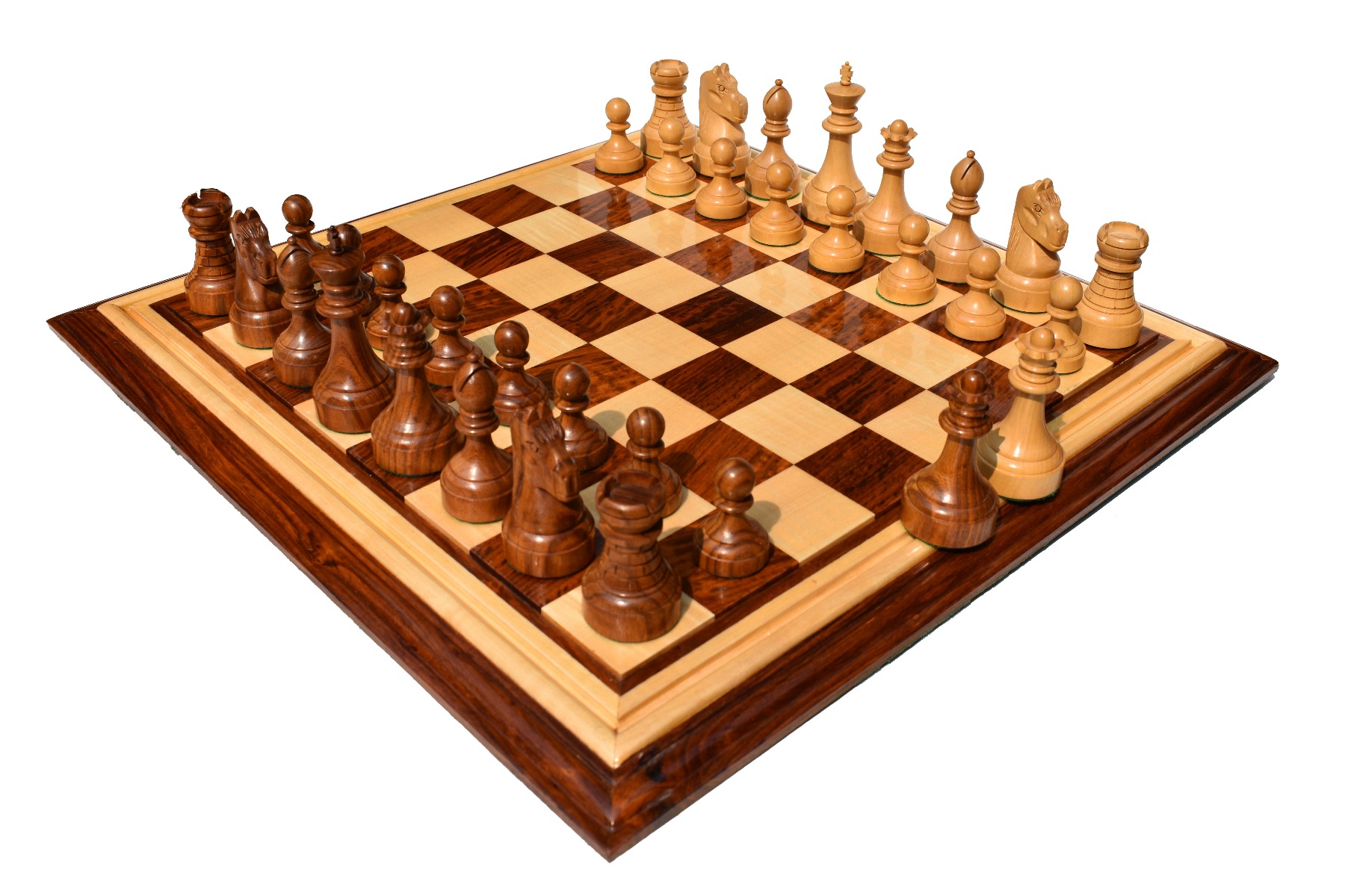 Classic Series chess set Boxwood & sheesham 5 King with 2.25 Square  Beveled chess board