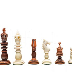 The Majestic Series Bone Chess Pieces Natural Bone & Antiqued Bone 4.4" King-0