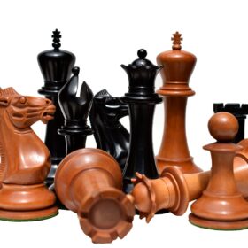 Jaques Staunton 1849 Series Chess Pieces Antiqued Boxwood & Ebony 4.4" King-0