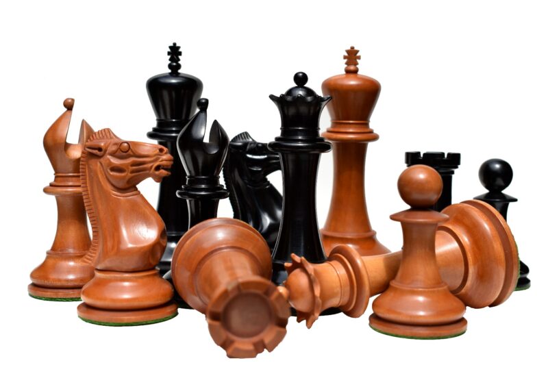 Jaques Staunton 1849 Series Chess Pieces Antiqued Boxwood & Ebony 4.4" King-0