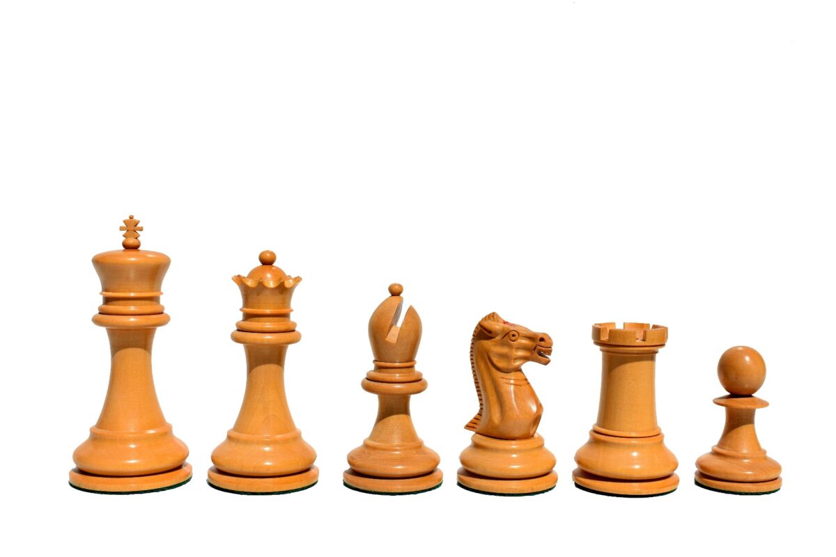 1880-85 Lasker Series Timeless Chess Pieces Boxwood & Ebony 3.5" King-2139