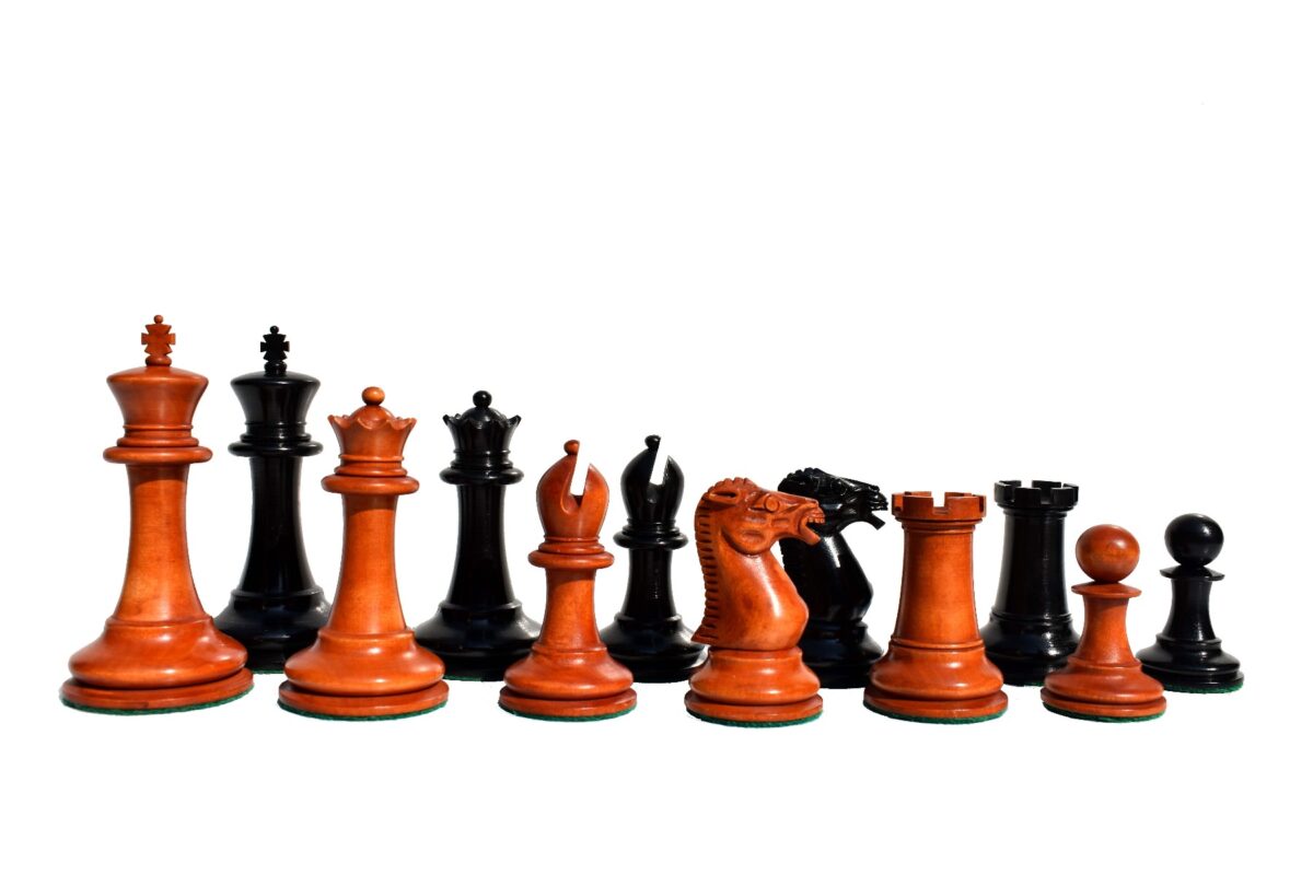 Circa 1855 Anderssen Drop Jaw Series Chess Pieces Antiqued Boxwood & Ebony 3.5" King-2167