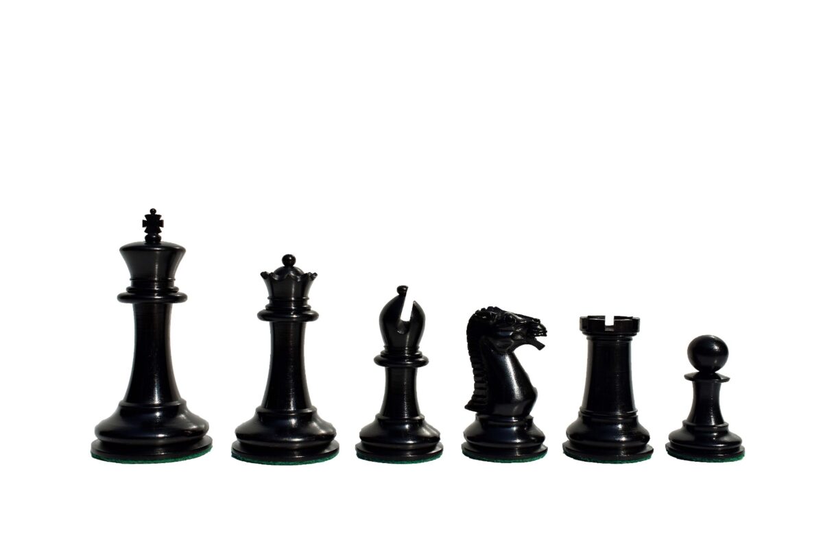 Circa 1855 Anderssen Drop Jaw Series Chess Pieces Antiqued Boxwood & Ebony 3.5" King-2169