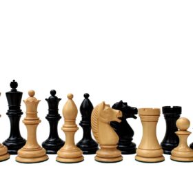 The Botvinnik Flohr Series Chess Pieces Boxwood & Ebony 4" King-0