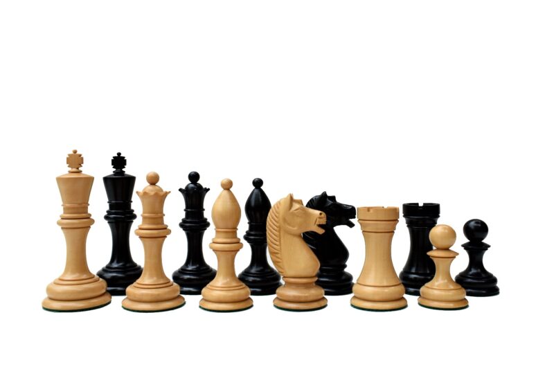 The Botvinnik Flohr Series Chess Pieces Boxwood & Ebony 4" King-0