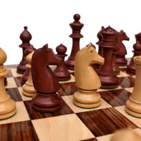 The Chavet series Chess Pieces Boxwood & Brown Glided 3.75" King-2482