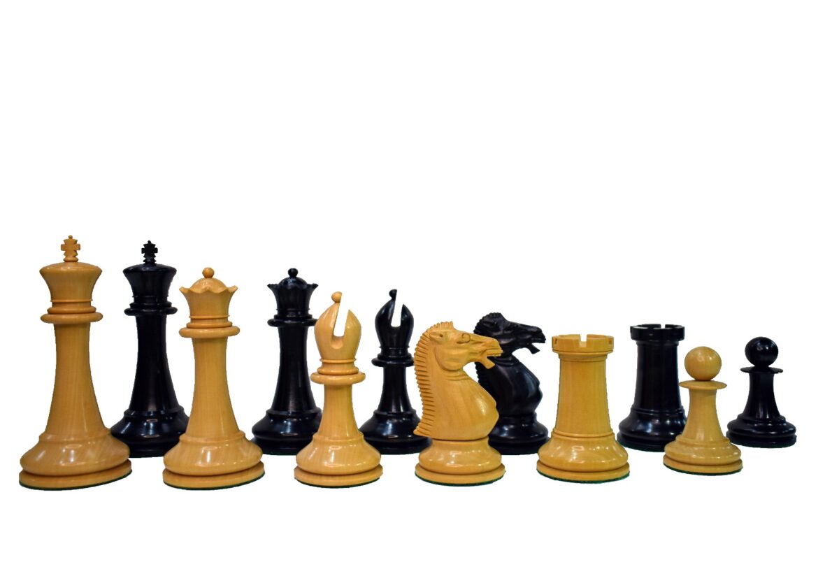 Anderssen Drop Jaw Chess Pieces Boxwood & Ebony 4.4" King-0