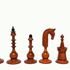 Dutch 8th Century Chess Pieces Antiqued Boxwood & Ebony 4.5" King-2130