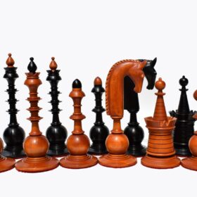 Dutch 8th Century Chess Pieces Antiqued Boxwood & Ebony 4.5" King-0