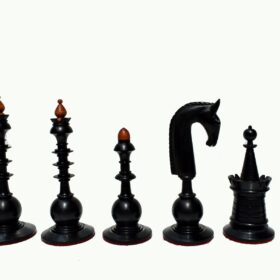 Dutch 8th Century Chess Pieces Antiqued Boxwood & Ebony 4.5" King-2131