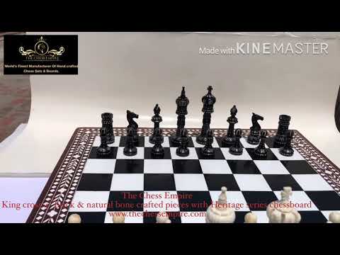 The Kings Cross Series Bone Chess Pieces Natural Bone & Black Stained 4" King-4826