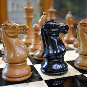 1855-1860 Anderssen Jaques Chess Pieces Antiqued Boxwood & Ebony 4.4" King-2051