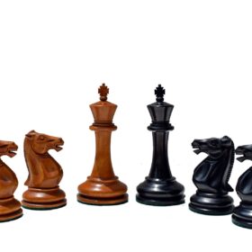 1853 Jaques Paulsen Series Chess Pieces Antiqued Boxwood & Ebony 3.5" King-2154