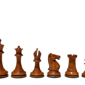 1853 Jaques Paulsen Series Chess Pieces Antiqued Boxwood & Ebony 3.5" King-2152