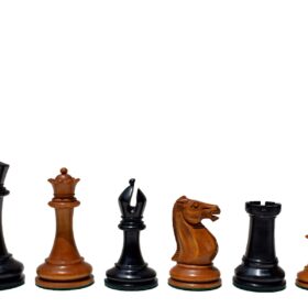 1853 Jaques Paulsen Series Chess Pieces Antiqued Boxwood & Ebony 3.5" King-2151