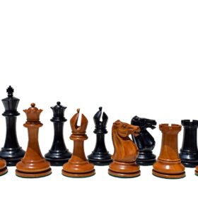 1853 Jaques Paulsen Series Chess Pieces Antiqued Boxwood & Ebony 3.5" King-0