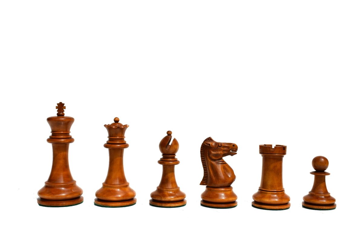 Zukertort 1875-1880 Jaques Series Chess pieces Antiqued Boxwood & Ebony 4" King-2003