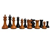 Zukertort 1875-1880 Jaques Series Chess pieces Antiqued Boxwood & Ebony 4" King-0