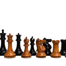 Zukertort 1875-1880 Jaques Series Chess pieces Antiqued Boxwood & Ebony 4" King-0