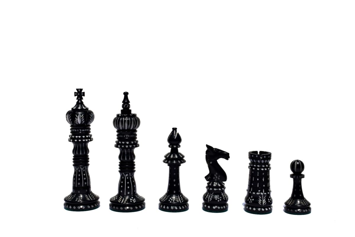 The Kings Cross Series Bone Chess Pieces Natural Bone & Black Stained 4" King-4821