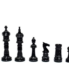 The Kings Cross Series Bone Chess Pieces Natural Bone & Black Stained 4" King-4821