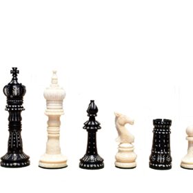 The Kings Cross Series Bone Chess Pieces Natural Bone & Black Stained 4" King-0