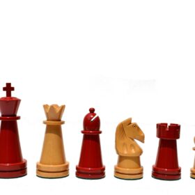 Magnus Carlsen Series Chess Pieces Boxwood & Red Lacquered 3.75" King-2336