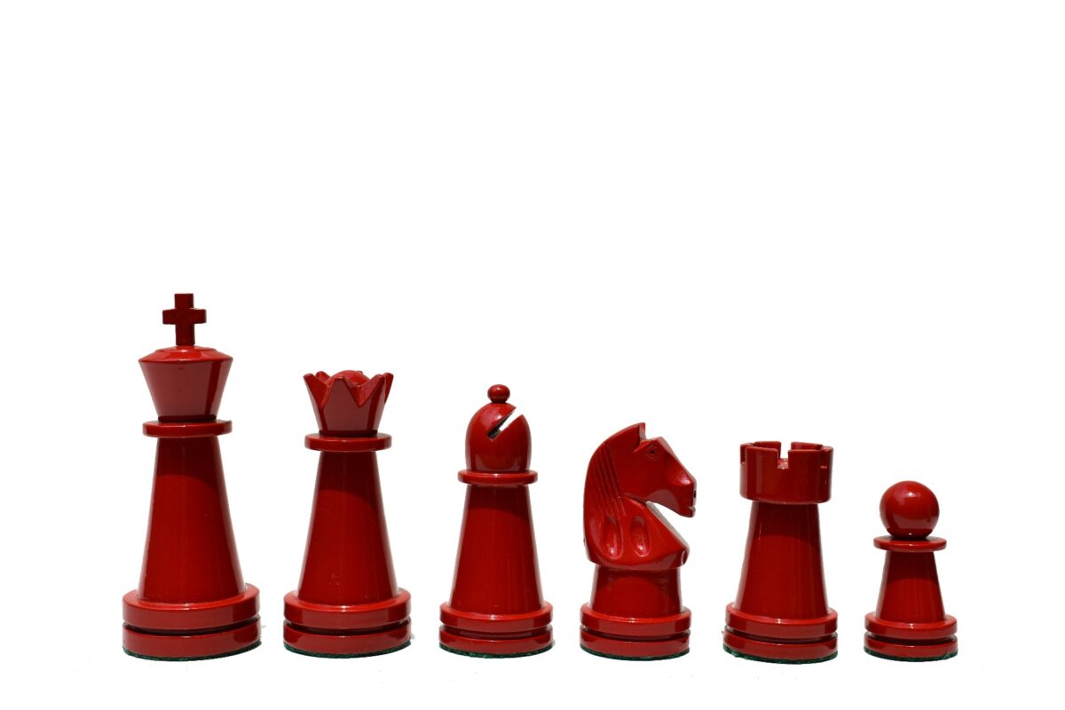 Magnus Carlsen Series Chess Pieces Boxwood & Red Lacquered 3.75" King-2338