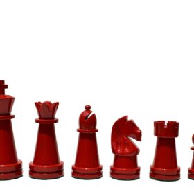 Magnus Carlsen Series Chess Pieces Boxwood & Red Lacquered 3.75" King-2338