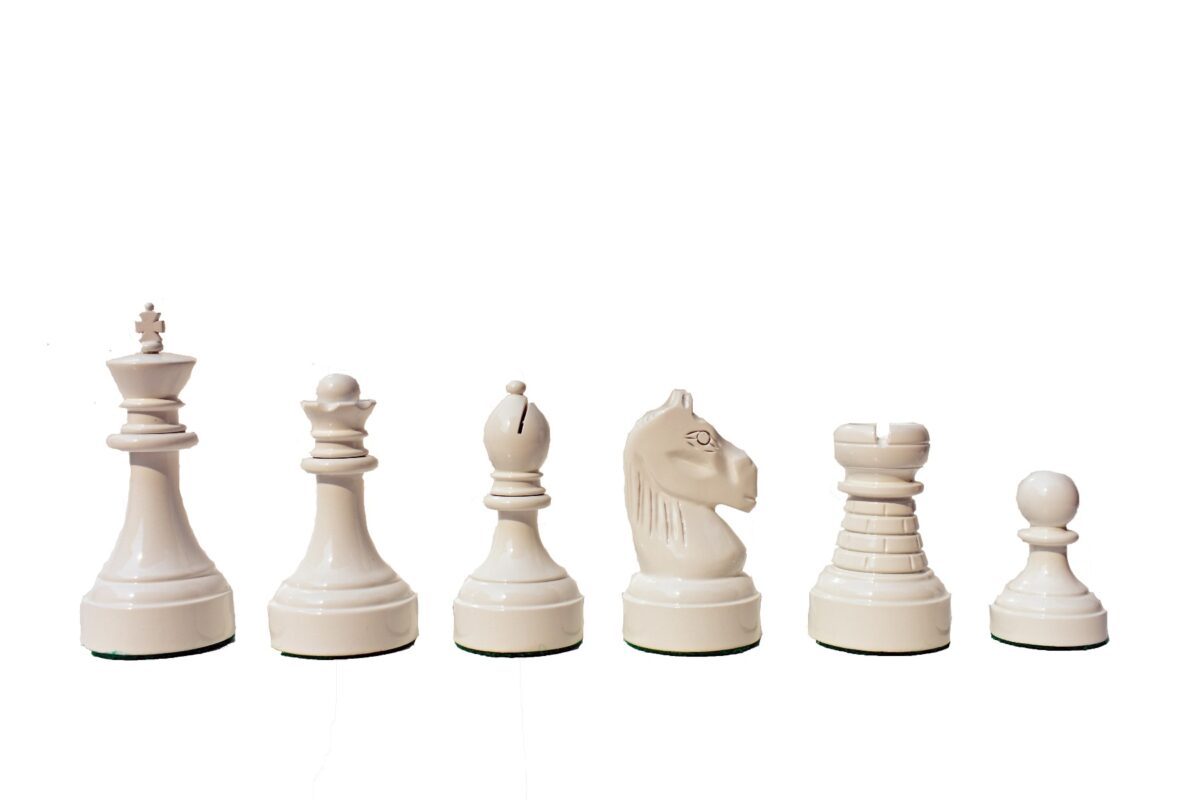 Mechanics Institute Chess Pieces Ivory white & Black Lacquered 4.25" King-2066