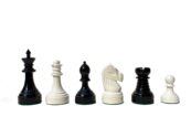 Mechanics Institute Chess Pieces Ivory white & Black Lacquered 4.25" King-0