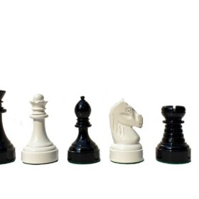 Mechanics Institute Chess Pieces Ivory white & Black Lacquered 4.25" King-0