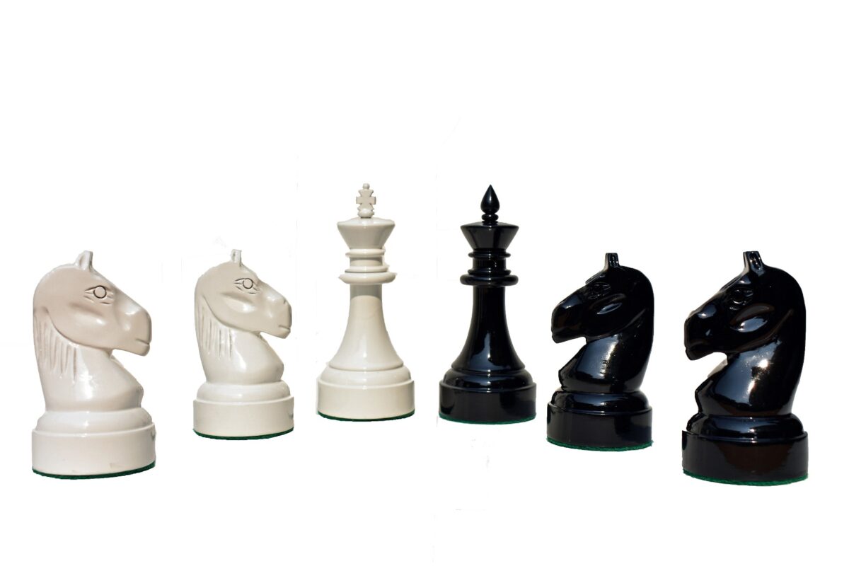 Mechanics Institute Chess Pieces Ivory white & Black Lacquered 4.25" King-2068