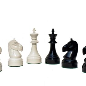 Mechanics Institute Chess Pieces Ivory white & Black Lacquered 4.25" King-2068