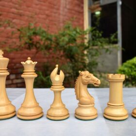 The Mustang Series Chess Pieces Boxwood & Ebony 4.4" King-0