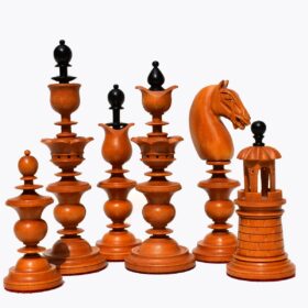 The Selenus Series 18th Century Chess Pieces Antiqued Boxwood & Ebony 4.4" King-2078