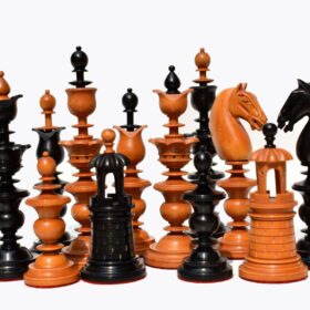 The Selenus Series 18th Century Chess Pieces Antiqued Boxwood & Ebony 4.4" King-0