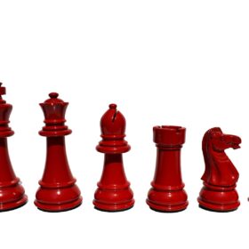 Windsor Castle Series Chess Pieces Ivory White & Red Lacquered 4" King-2302