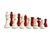 Windsor Castle Series Chess Pieces Ivory White & Red Lacquered 4" King-0