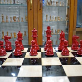 Windsor Castle Series Chess Pieces Ivory White & Red Lacquered 4" King-2307