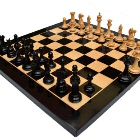 Antarctica Series Chess Set Boxwood & Ebony 4" King with 2.25" Square Tournament Series Chess Board-0