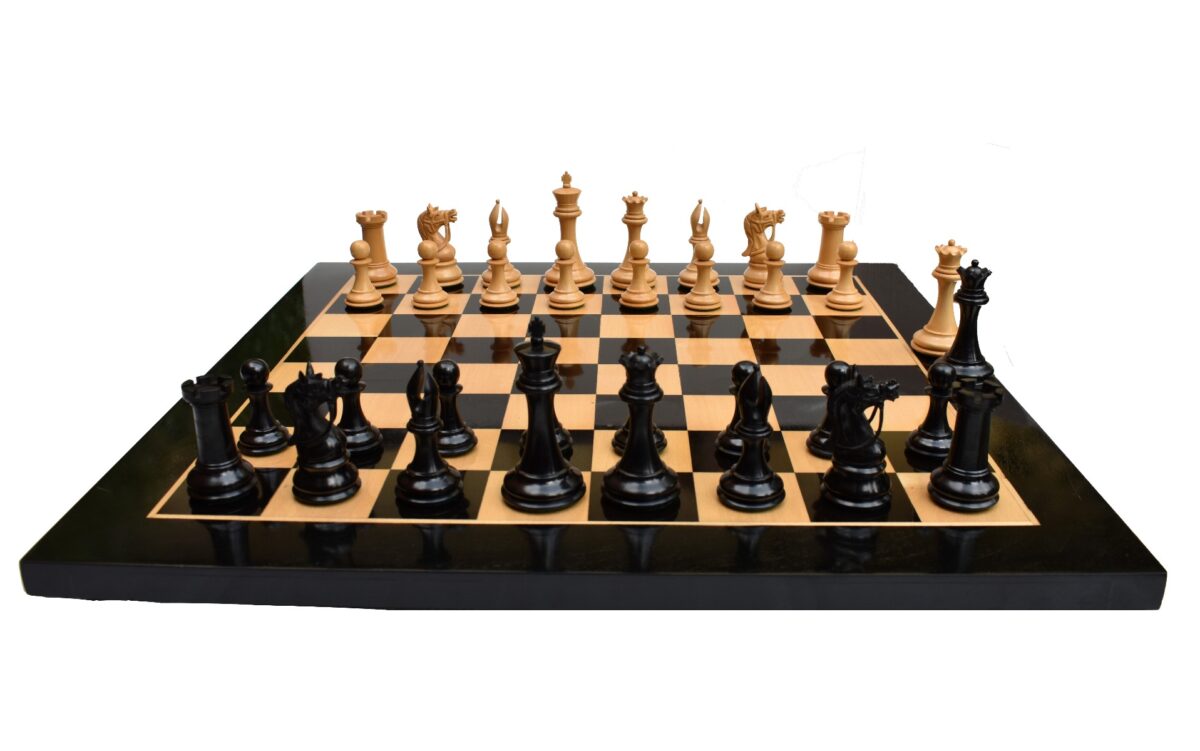 Antarctica Series Chess Set Boxwood & Ebony 4" King with 2.25" Square Tournament Series Chess Board-3881