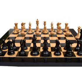 Antarctica Series Chess Set Boxwood & Ebony 4" King with 2.25" Square Tournament Series Chess Board-3881