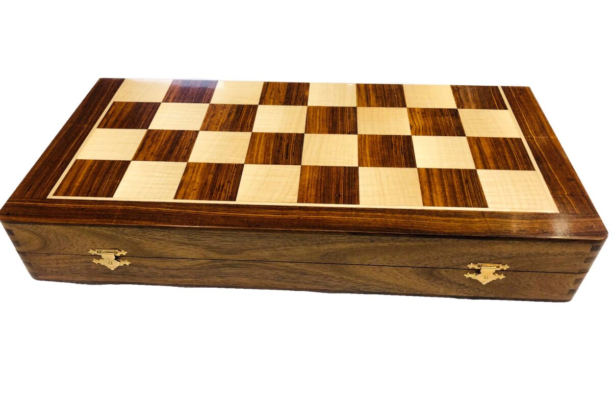 Club Series Chess Set Boxwood & Sheesham 3.75" King with 1.88" Square Folding Chess Board-3989