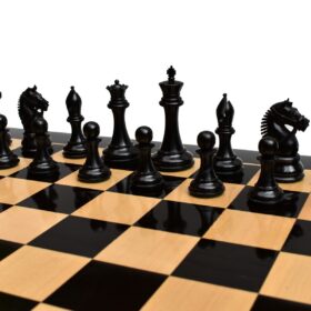 American Staunton Chess Set Boxwood & Ebony 4" KIng with 2.25" Square Tournament Series Chess Board-3876