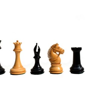 American Staunton Chess Set Boxwood & Ebony 4" KIng with 2.25" Square Tournament Series Chess Board-3872