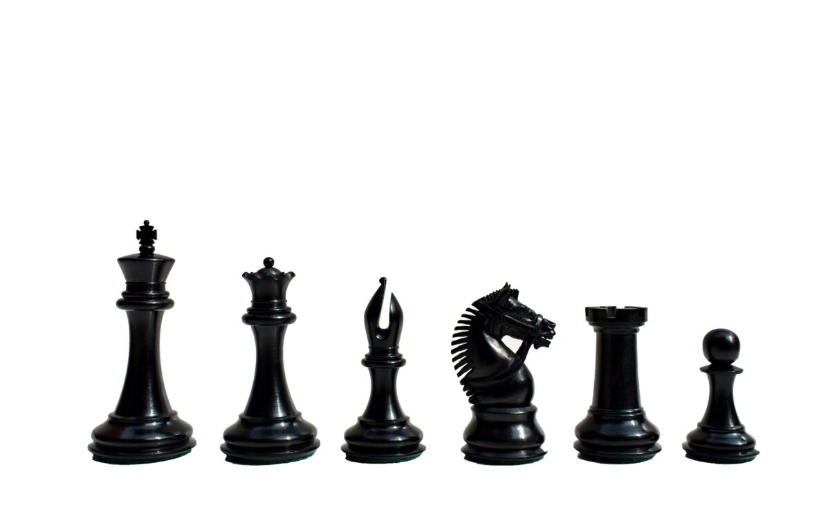 American Staunton Chess Set Boxwood & Ebony 4" KIng with 2.25" Square Tournament Series Chess Board-3873