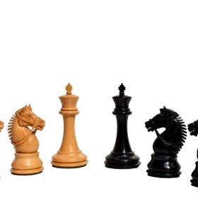 American Staunton Chess Set Boxwood & Ebony 4" KIng with 2.25" Square Tournament Series Chess Board-3874