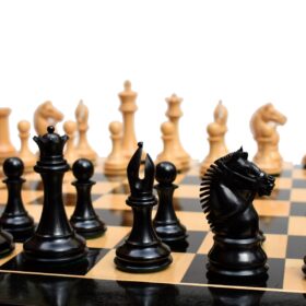 American Staunton Chess Set Boxwood & Ebony 4" KIng with 2.25" Square Tournament Series Chess Board-3877