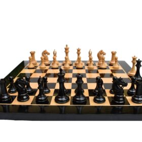 American Staunton Chess Set Boxwood & Ebony 4" KIng with 2.25" Square Tournament Series Chess Board-3871